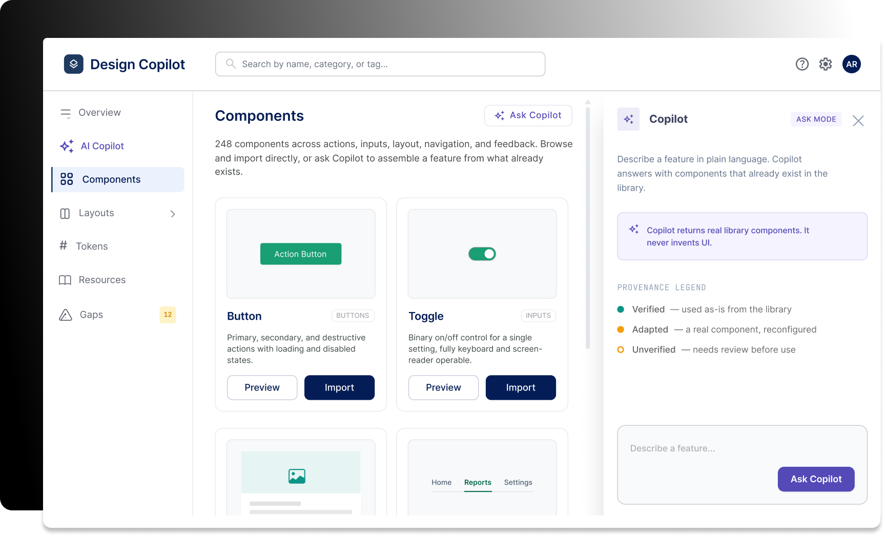 HERO SCREEN — Components view, both modes