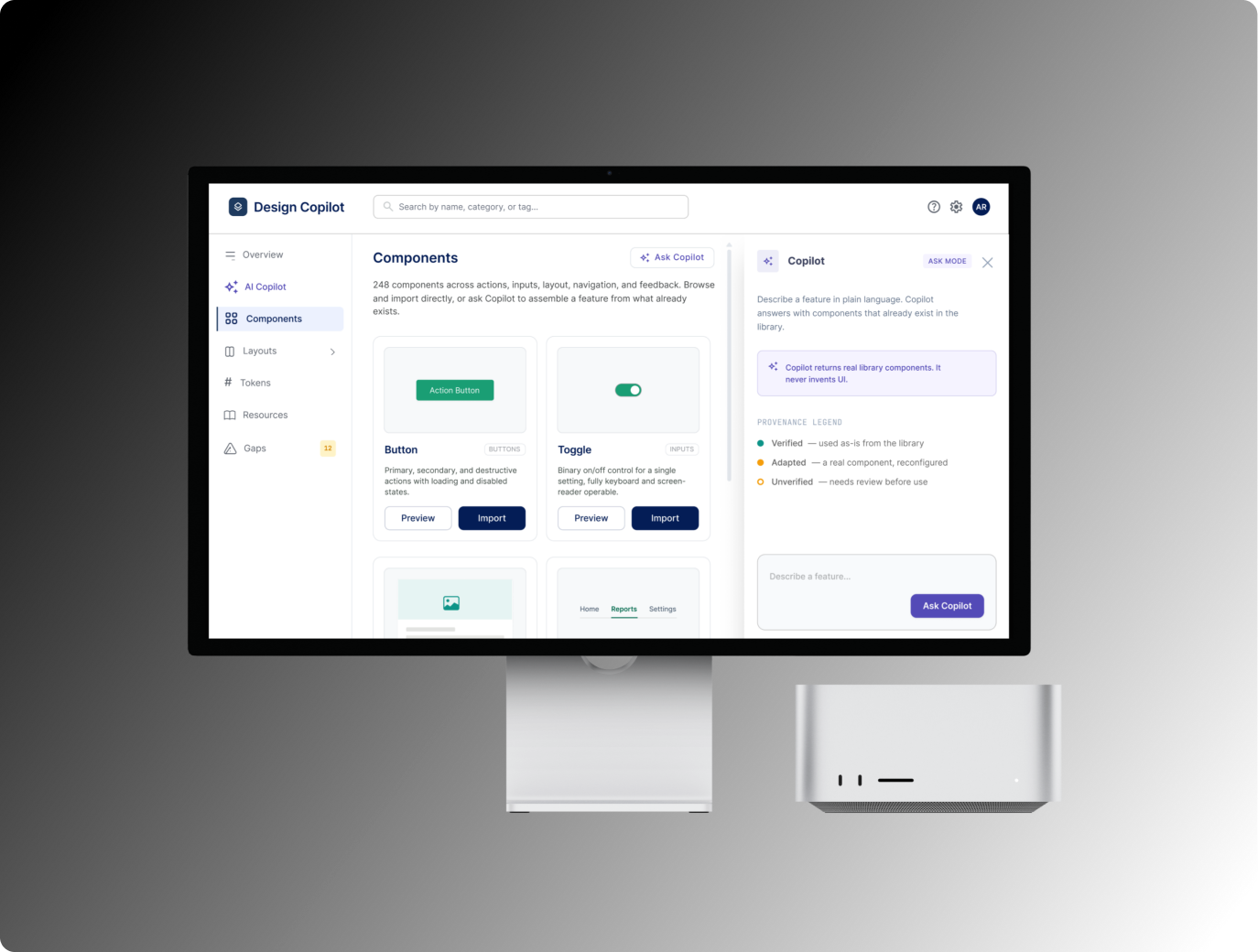 Design Copilot — desktop dashboard